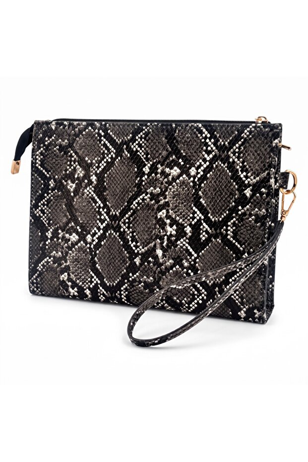 Nora Women's Portfolio Handbag - Patterned Clutch Bag with Wrist Strap