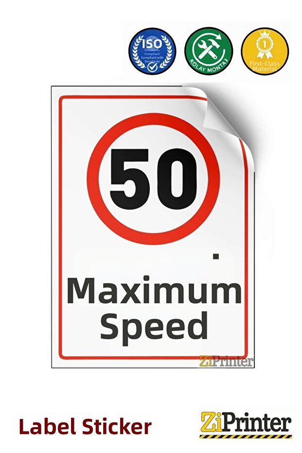 50 ملصق لافتة تحذيرية للسرعة القصوى 15x21 سم