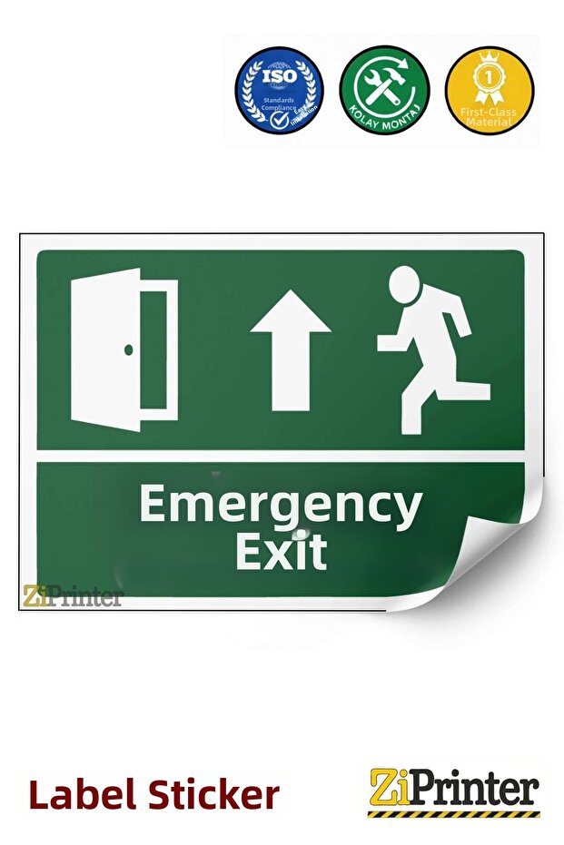 Emergency Exit Isg Warning Sign Sticker 50X70 cm