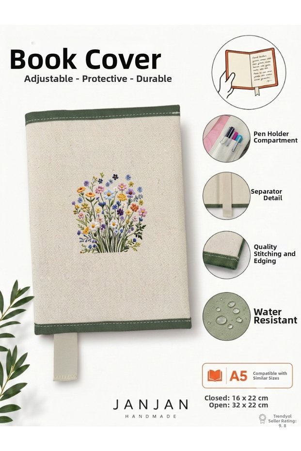 Natural Fabric Book Cover,Washable Book Cover,Book Protector,32X22 cm Book Protective Bag,Book Sleeve,Book Bag,Book Lover Gift,Organizer,Notebook Agenda Cover