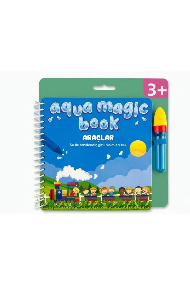 Aqua Magic Book Vehicles Themed Magic Water Coloring Book | Stain-Free, Reusable Educational Activity Set with Water Pen (Ages 3+)