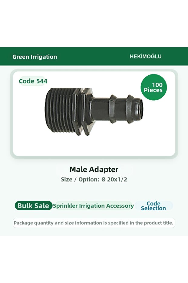 Male Adapter Ø 20X1/2 100 Pieces Package Code 544