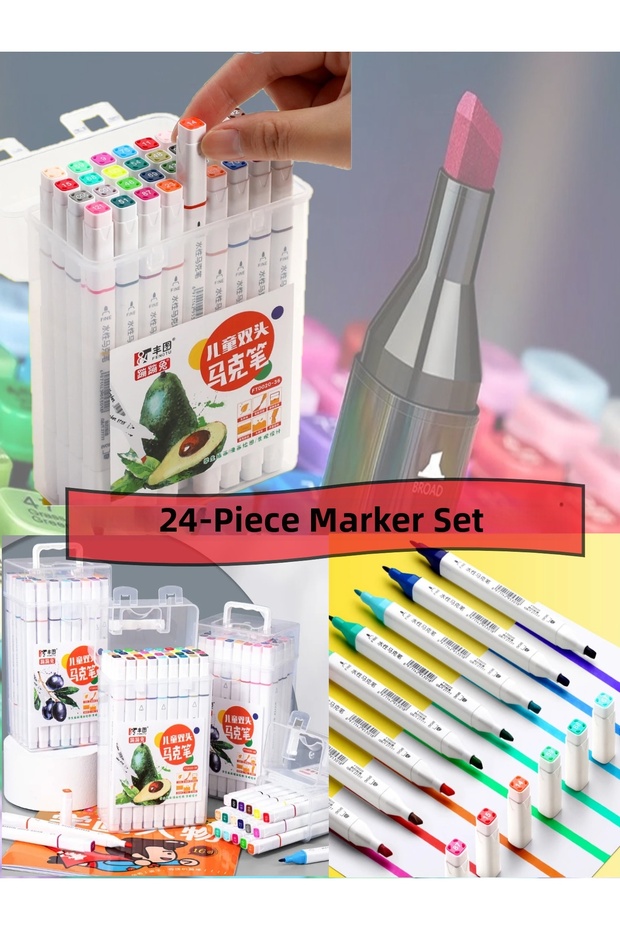 24 Pieces Double Sided Professional Marker Paint Felt-Tip Set Art Marker Felt-Tip Pen Set