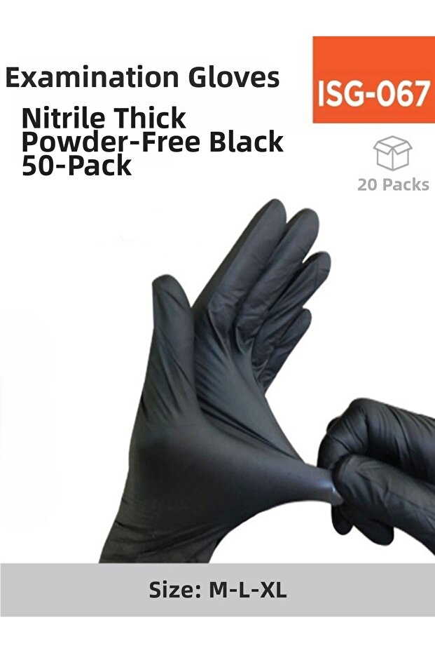 Inspection glove nitrile thick black 50 pieces