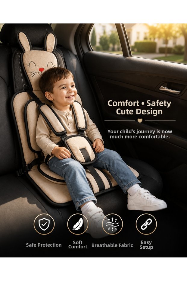 Cozykid Rabbit Baby Child Car Seat Support Cushion with Safety Belt