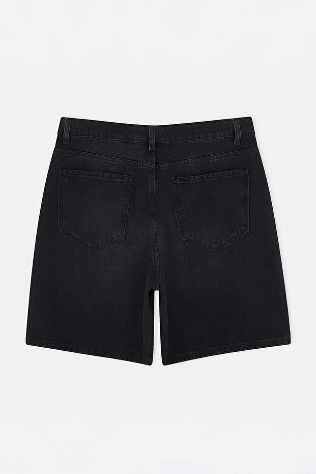 Siyah Baggy / Geniş Kesim Kot Şort & Bermuda TMNSS26SR00017 - 6