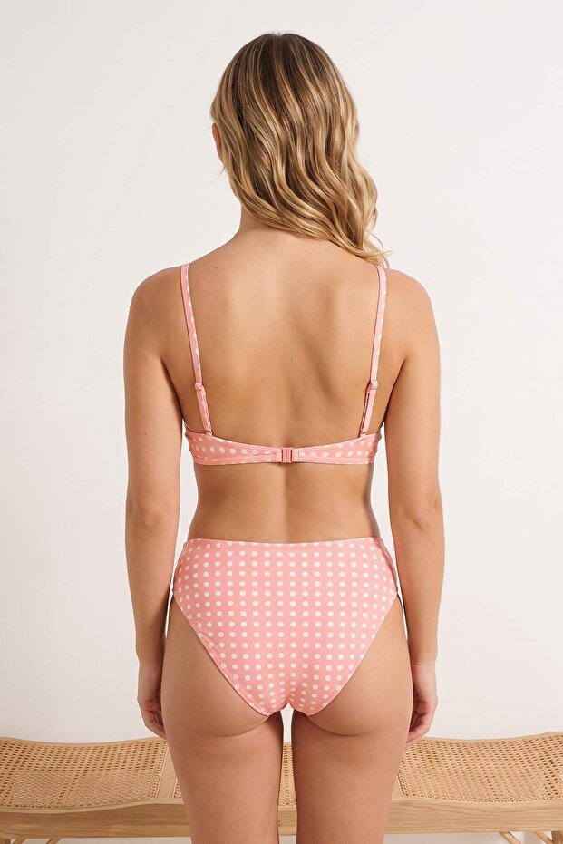 Puantiye Desenli Üçgen Kaplı Fırfırlı Normal Bel Regular Bikini Takımı TBESS26BT00215 - 2