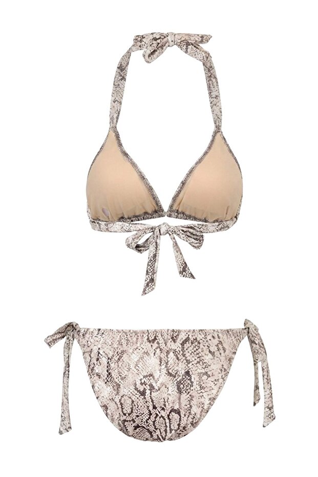 Yılan Desenli Üçgen Kaplı Normal Bel Regular Bikini Takımı TBESS26BT00153 - 6