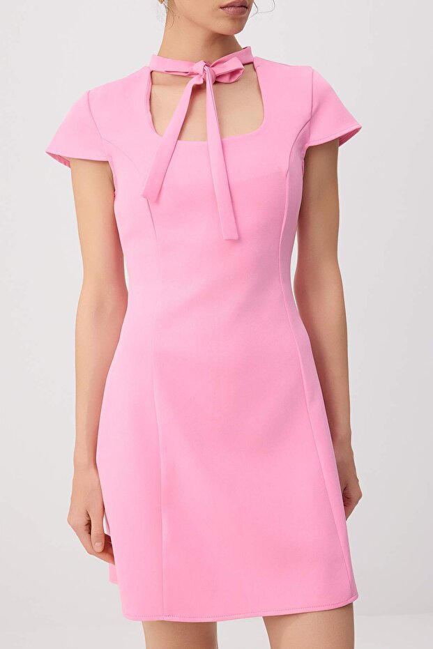 Açık Pembe Düz Kısa / Mini Dokuma Elbise TWOSS26EL00702 - 3