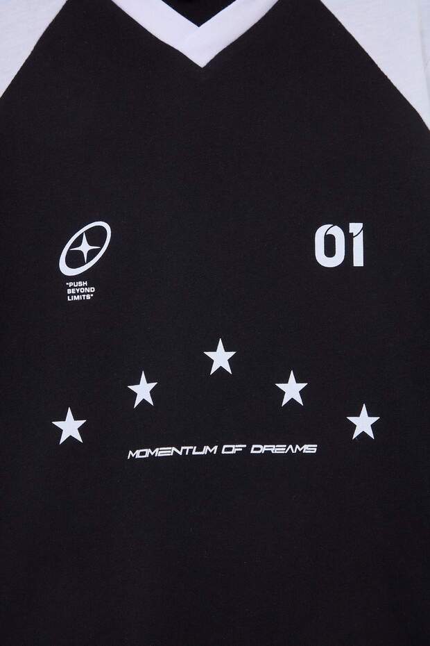 Siyah Baskılı Örme T-Shirt TKDSS26TS00056 - 5