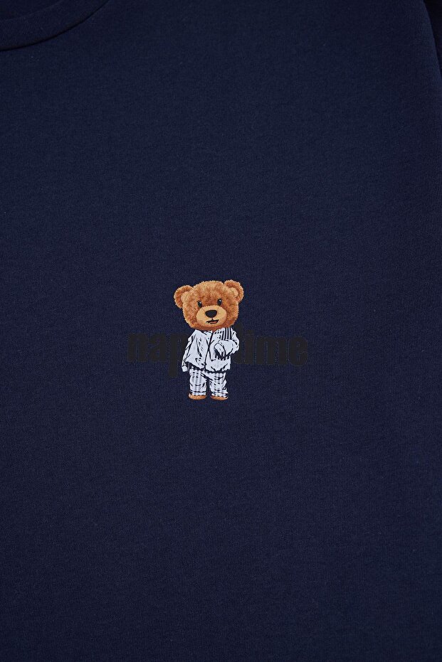 Lacivert Regular Çizgili Homewear Büyük Beden Pijama Takımı TMNSS26AI00020 - 2