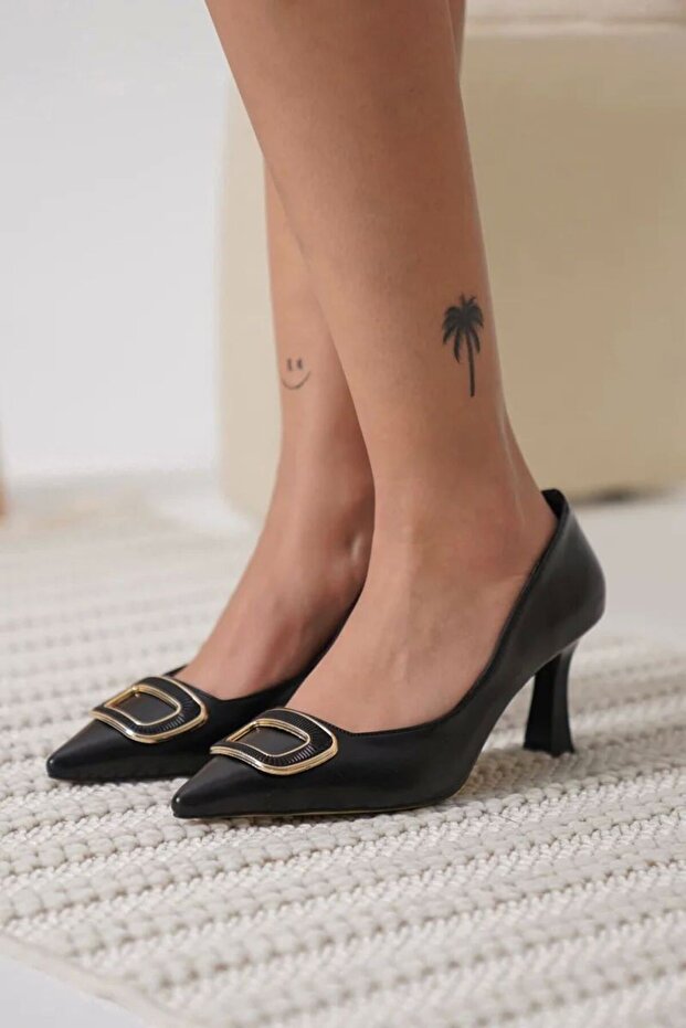 Women's Black Heeled Shoes Tr12Ms07A