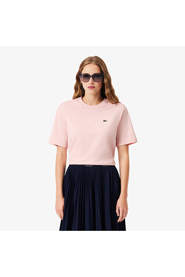 Kadın Relaxed Fit Bisiklet Yaka Pembe T-Shirt - 1