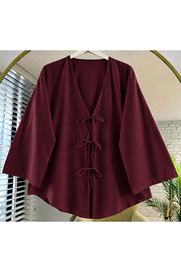 Tie Front Kimono Tunic Oversize