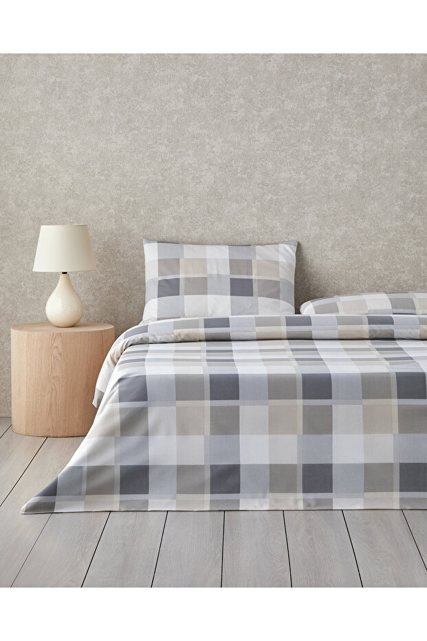 Bold Pattern Easy-Iron Double Bed Sheet Duvet Cover Set 200X220 cm Stone Color