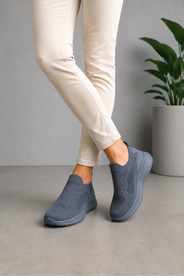 Summer Laceless Knitwear Sports Shoes-Grey