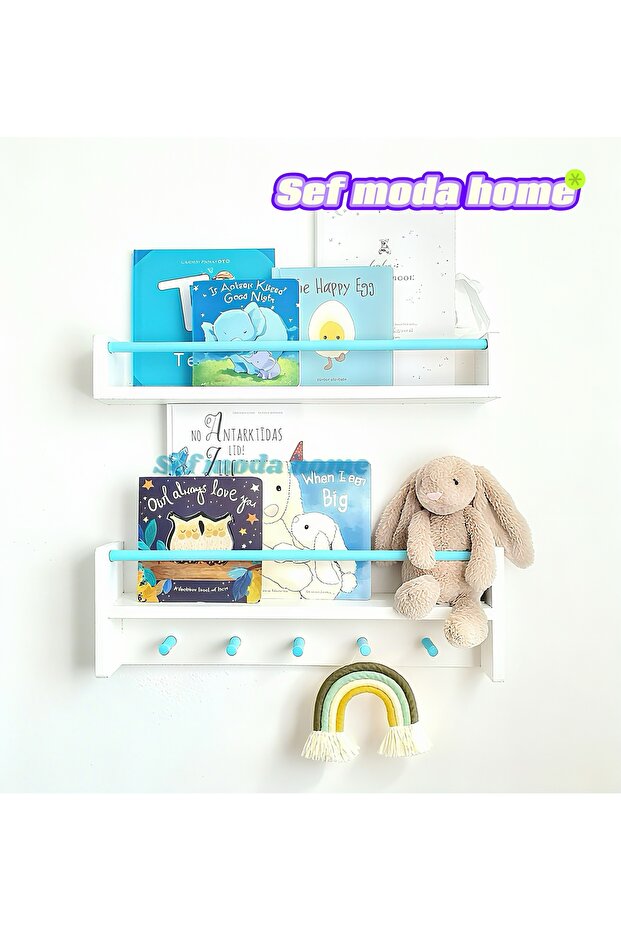 40 cm 2-Piece Mdf Montessori Shelf & Bookcase Blue