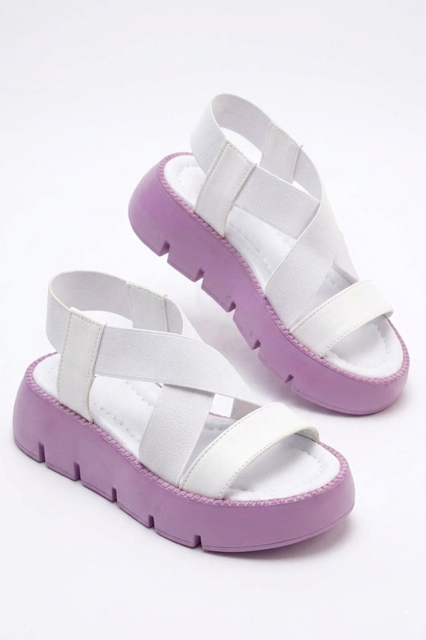 Girl's White Lightweight Elastic Non-Slip Sole Orthopedic Sandals