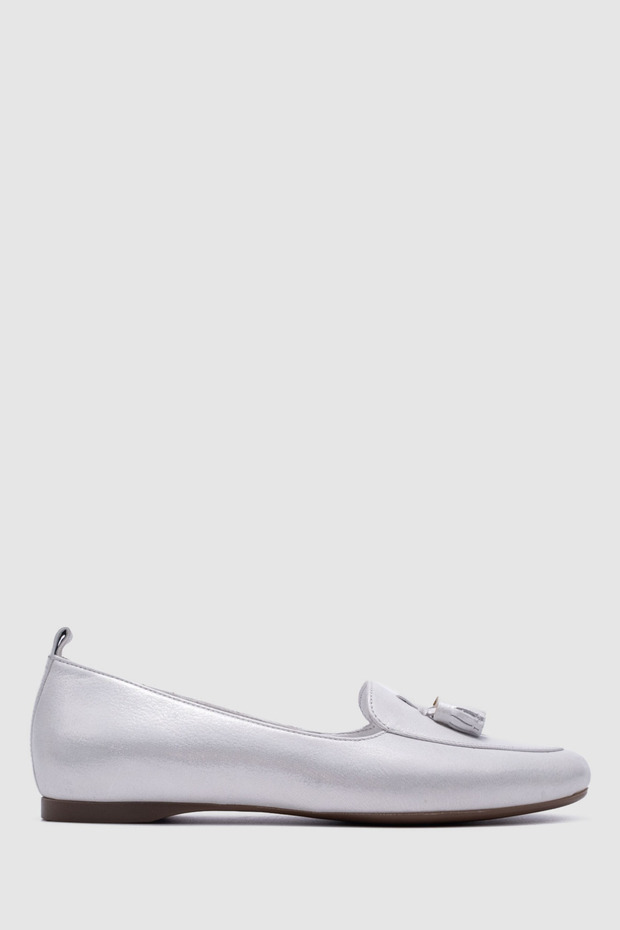 White Glitter Genuine Leather Women's Ballerinas [Tg051626] – with Bow & Flat Sole