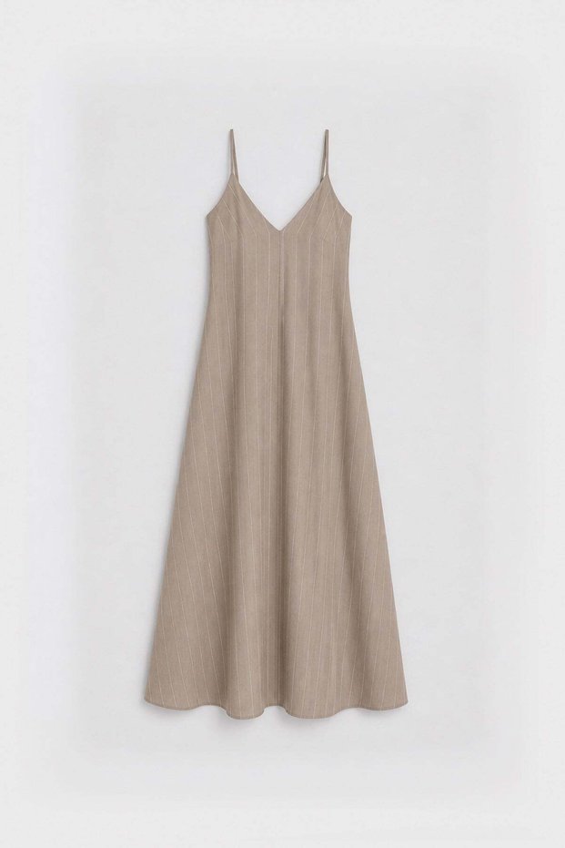 Mink Modal Blend Striped Women's Dress