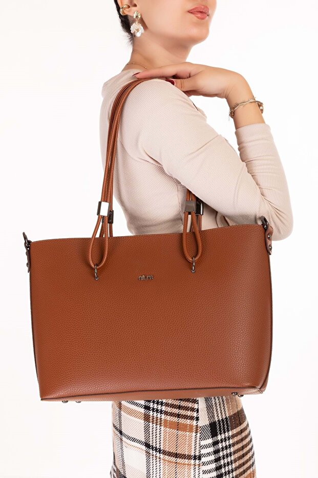 Women's Double Compartment Hand and Shoulder Bag Ald.6753 Tan