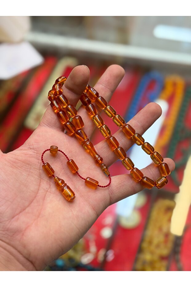 سبحة خرز العنبر المصنوعة يدويًا بحرفية عالية ونظام منظم - 2