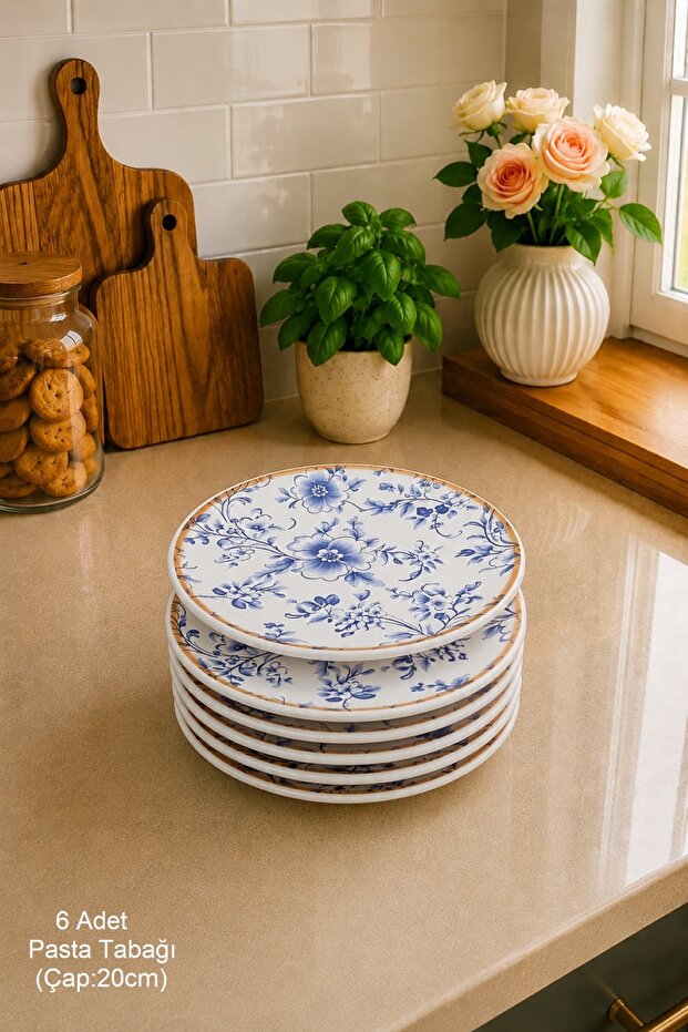 Blossom 6-Person Ceramic Cake and Dessert Plate Set - 20cm