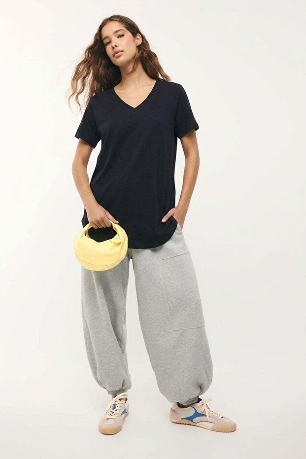 2 Pieces V-Neck Basic Viscose Blend T-Shirt - 3