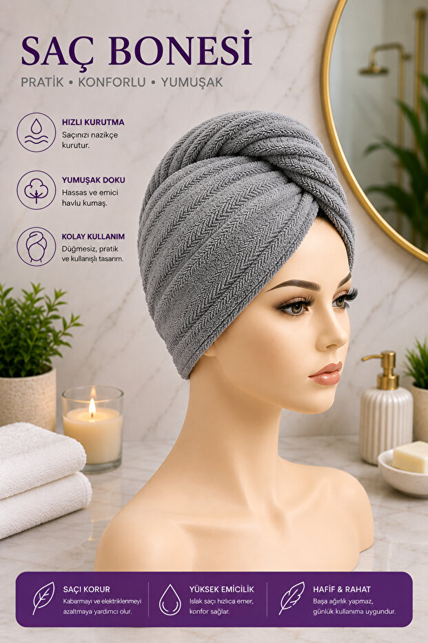 Premium Buttoned Towel Bonnet