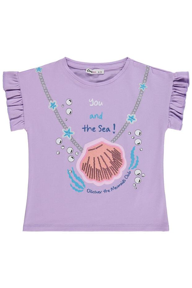 Oyster Printed T-Shirt for 6-9 Years Old - Lilac