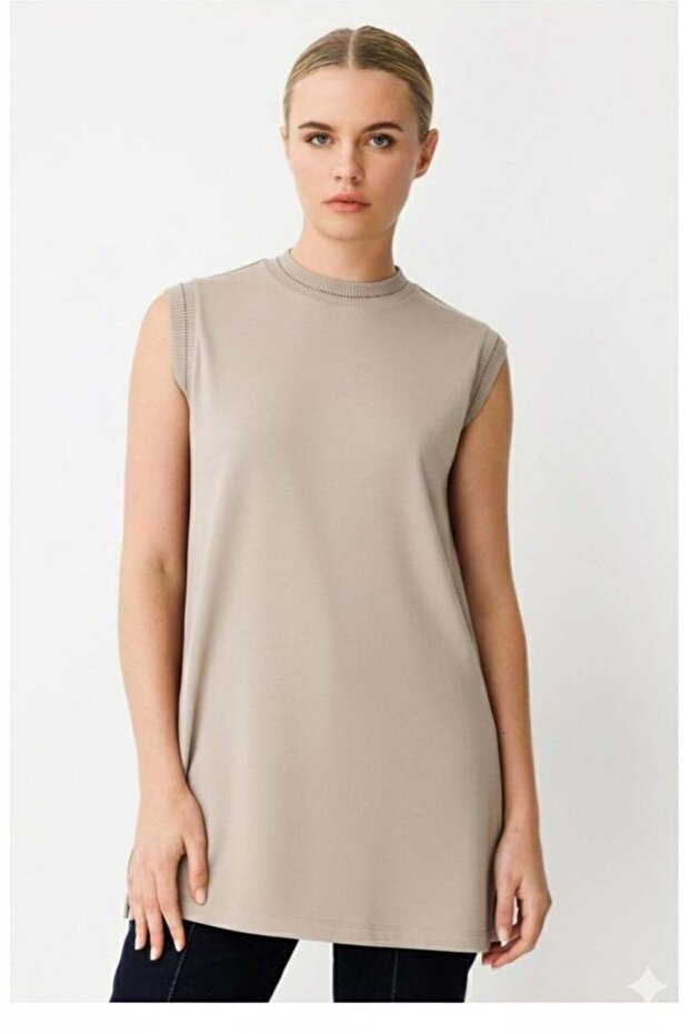 Ribbed Glittery Sleeveless Undershirt Tunic