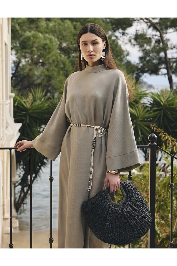 Linen Lyocell Dress with Rope Belt