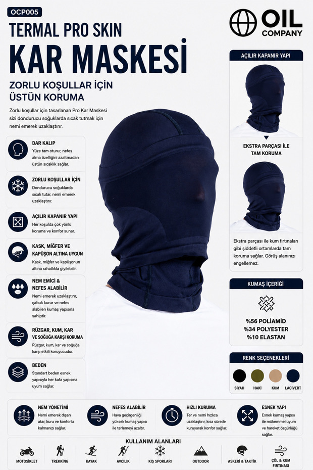 Full Protection Unisex Thermal Pro Skin Snow Mask for Motorists Couriers and Skiers