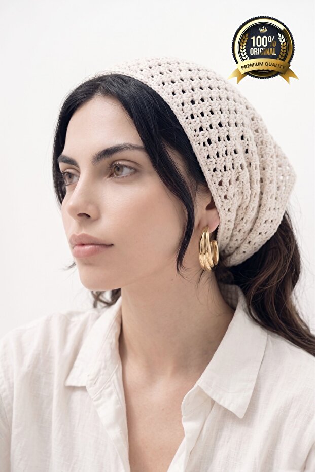 Women's Mesh Knitted Look Knitwear Bandana Beach Accessory
