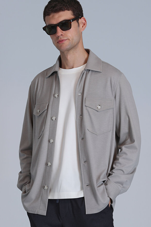 Cameron Men's Basic Shirt Slim Fit Beige - 5