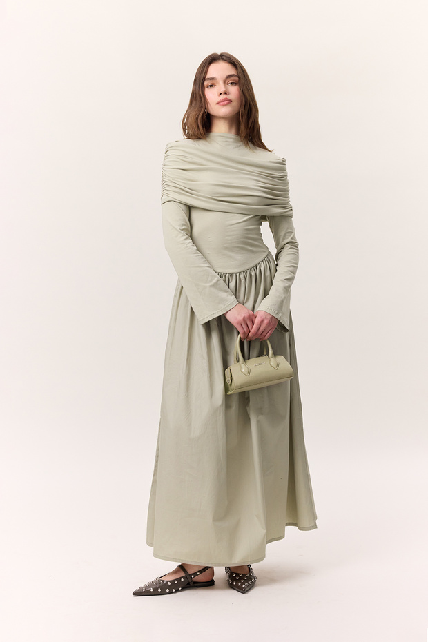 ROCHIE LUNGĂ CU FUSTE LARGI VERDE - 2