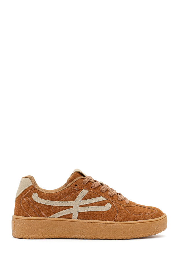 Women's Tan Lace-Up Thick Soled Sneakers 26Pfe145114