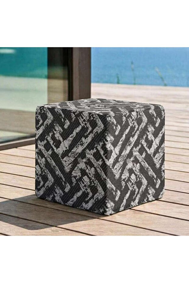 Mix Grey Charcoal Ikat Weave Cube 40x40x40 Zipper Closure240 Gsm High Qulity Mackintosh Pp Fabric