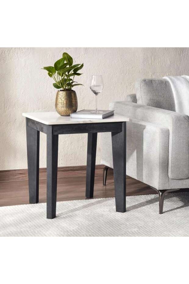 Ankara End Table Marble - White & Black