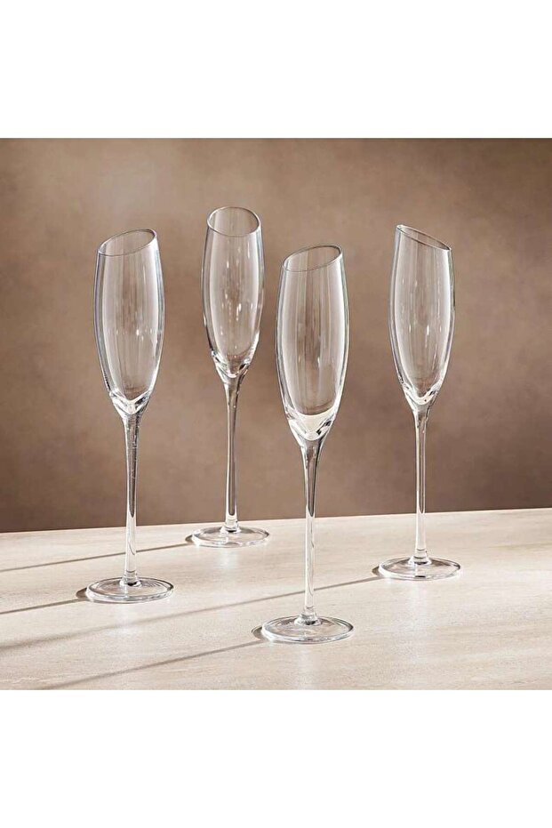 Eddi Slope Rim 4-piece Flute Glass Set 177ml -clear