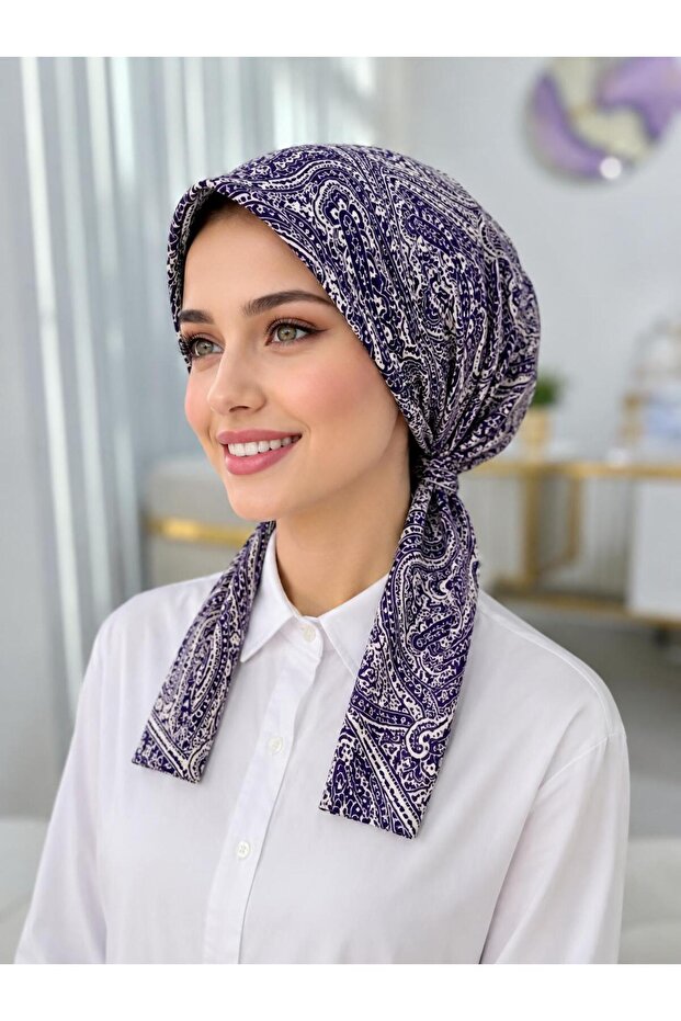 Scarf Bonnet Cotton Fabric Does Not Slip, Ready to Wear, Has a Tie at the Back