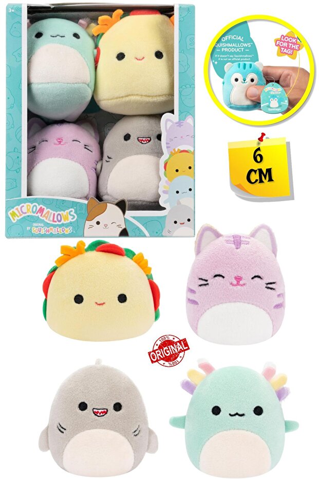 Micromallows Squishmallows Mini Soft Plush Toy Set of 4 Figures - 6 cm - Model - 3