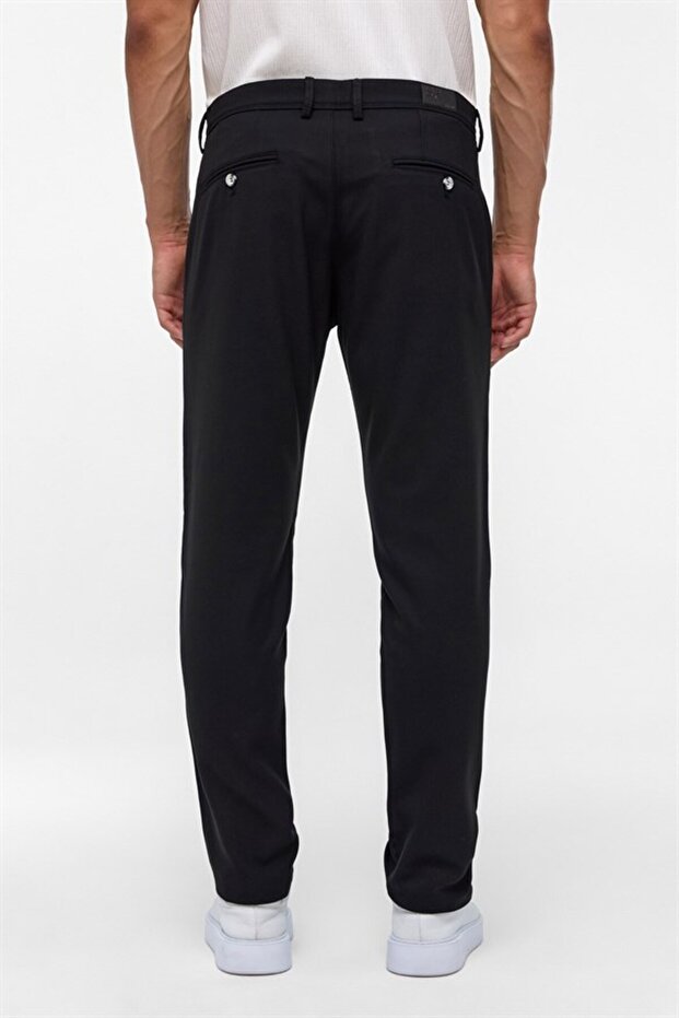 Siyah Slim Desenli Pantolon - 5