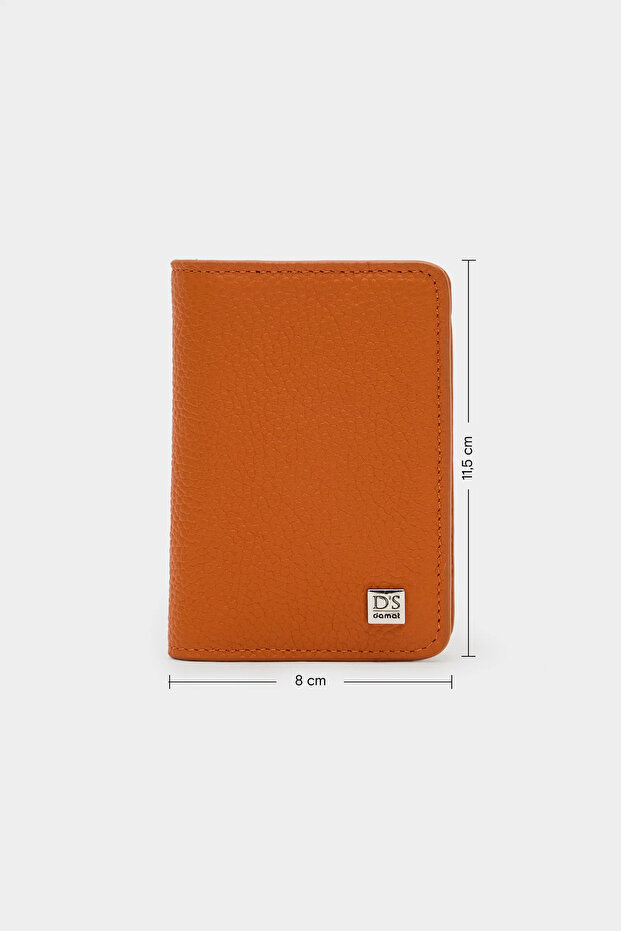 Ds Damat Orange 100% Genuine Leather Card Holder Wallet