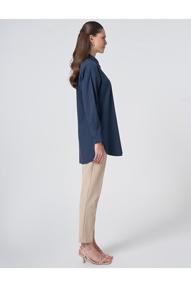 Πουκάμισο γιακά Basic Poplin Tunic Navy Blue - 6