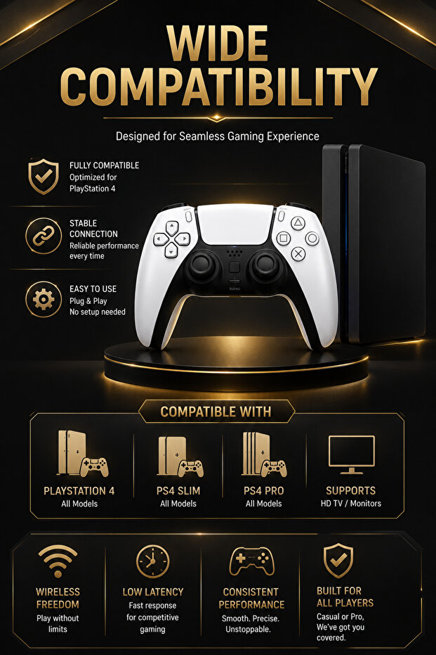 وحدة تحكم لاسلكية لجهاز PS4 - جهاز تحكم بلوتوث، تصميم مريح، وظيفة توربو، يدعم PS5 - 2