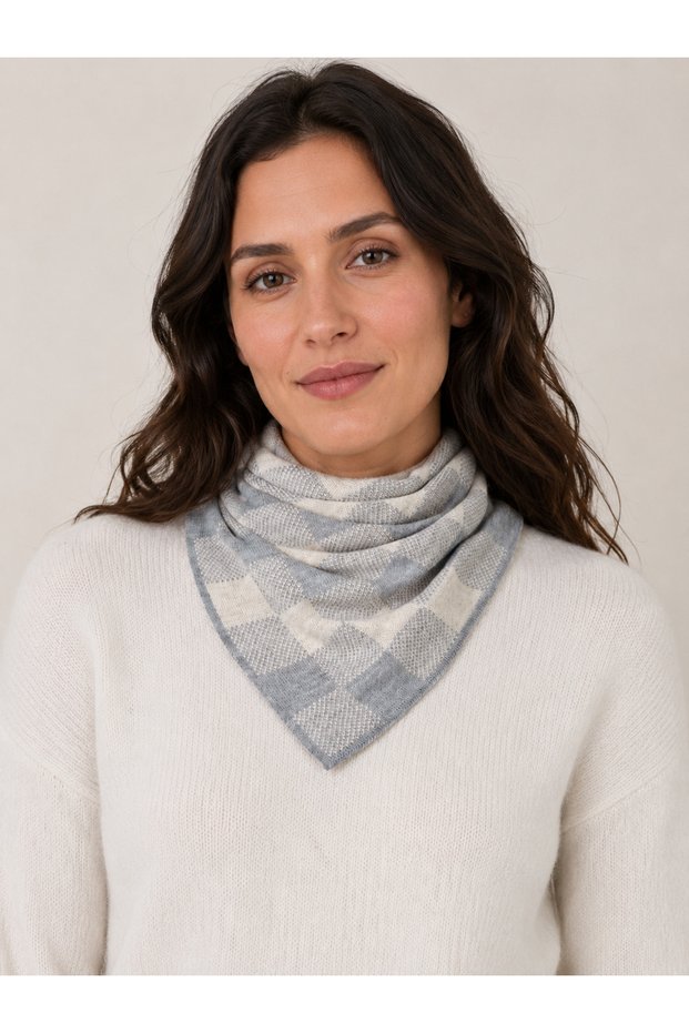 Checkered Patterned Knitwear Scarf