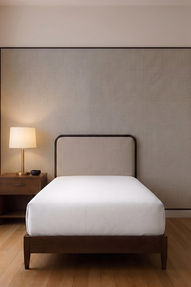 Cotton Single Elastic Fitted Sheet Premium Quality, 90-100X200 cm + 30 Cm, White, 130 Gsm