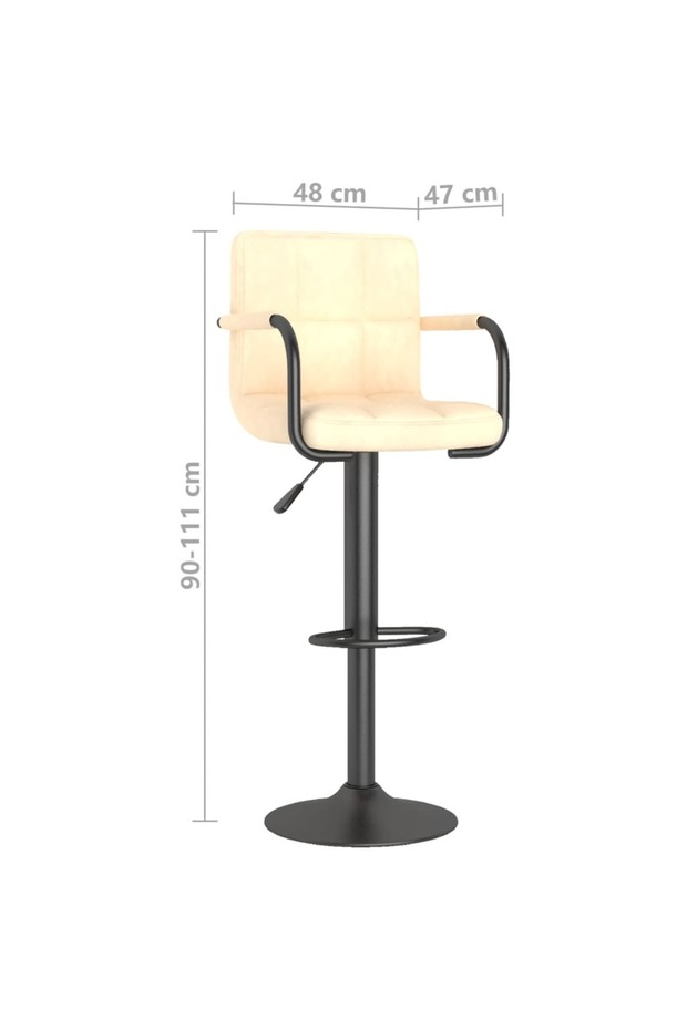 Scaun de bar, crem, catifea - 8
