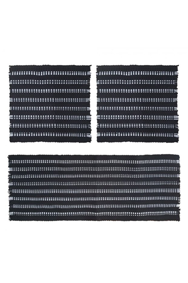 Mi̇nder Ki̇li̇m 3-Piece Knitted Seat Covers Black and White